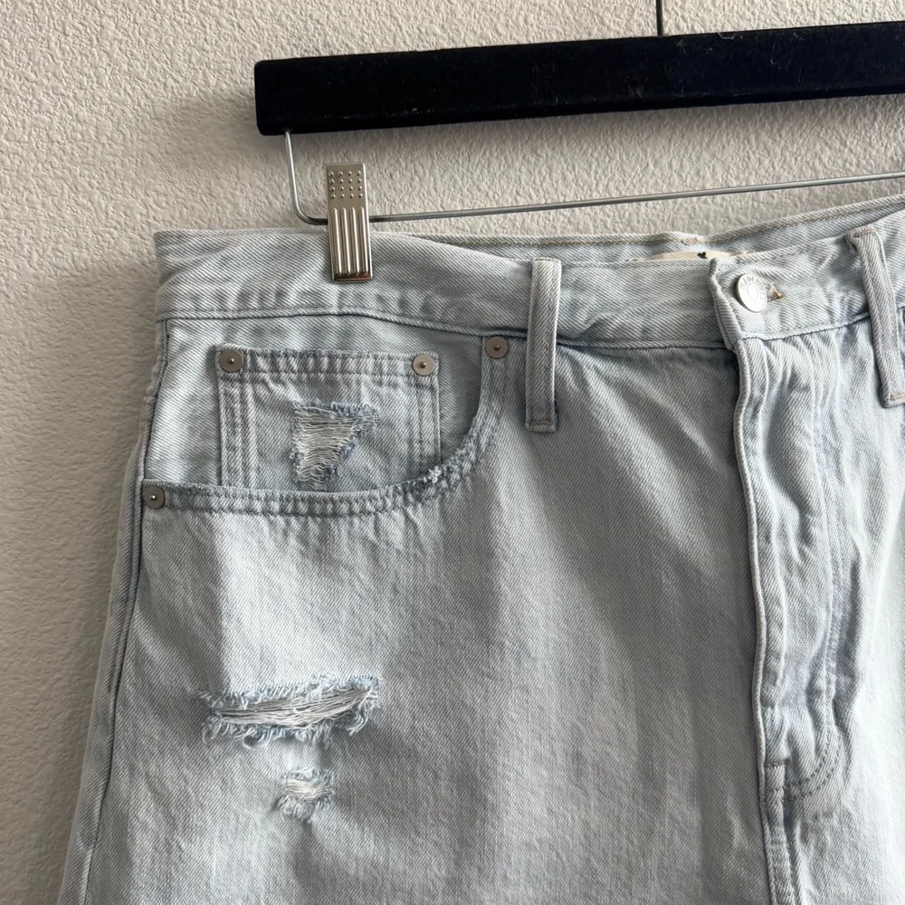 Madewell Pale Blue High-Rise Denim Cutoff Shorts